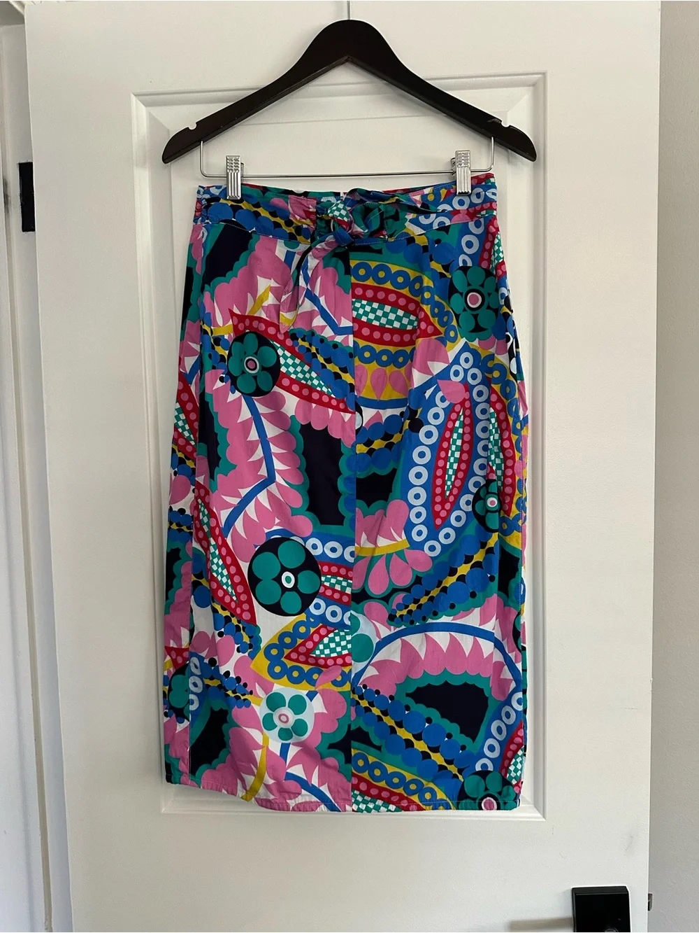 J Crew Tie Back Tulip Pencil Skirt in Ratti Kaleidoscope, Size 8